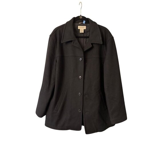 J. Crew Mens Medium Black Wool Blend Coat With Thinsulate Lining - Picture 1 of 5